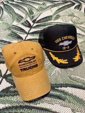 Chevrolet Hat Bundle Embroidered Truck & USS Chevrolet Caps - Tan and Black